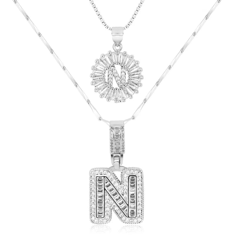 2-delige 14k Diamant Initiaal Kettingenset