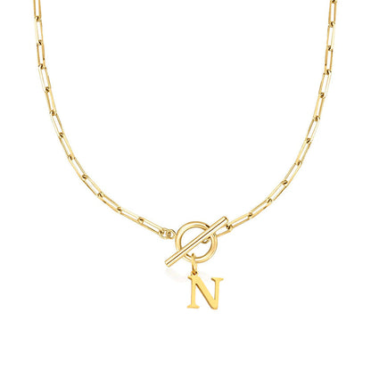 Paperclip Initiaal Ketting met Cirkel Slot