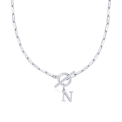 Paperclip Initiaal Ketting met Cirkel Slot