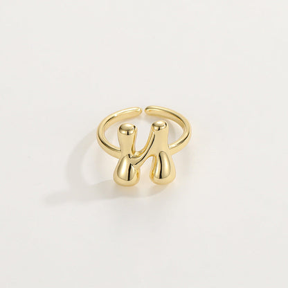 14k Schattige Bubble Letter Initiaal Ring