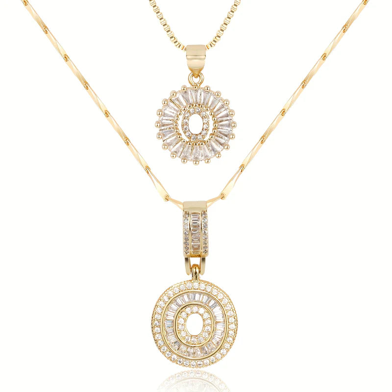 2-delige 14k Diamant Initiaal Kettingenset