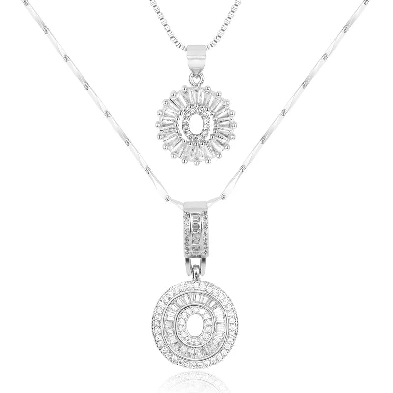 2-delige 14k Diamant Initiaal Kettingenset