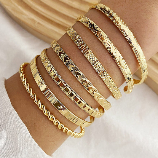 7-delige Verstelbare Textuur Cuff Armbandenset