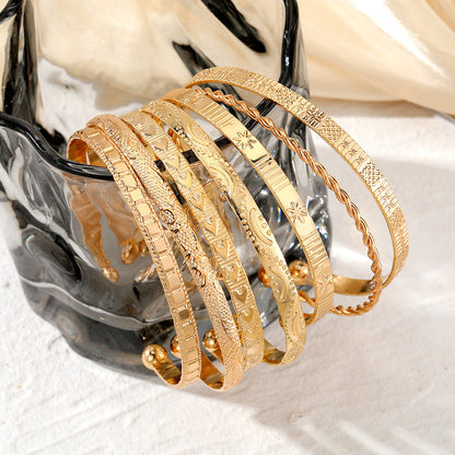 7-delige Verstelbare Textuur Cuff Armbandenset