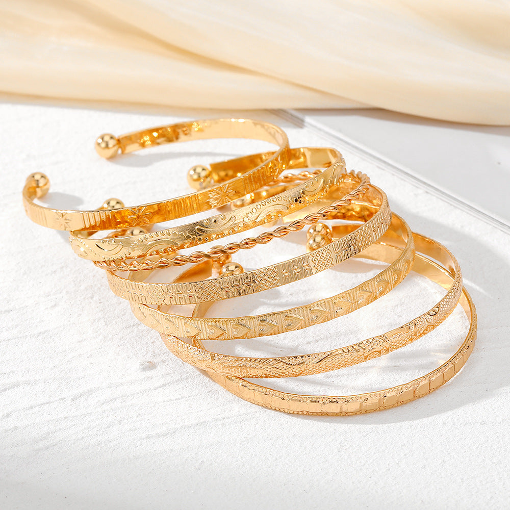 7-delige Verstelbare Textuur Cuff Armbandenset