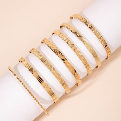 7-delige Verstelbare Textuur Cuff Armbandenset