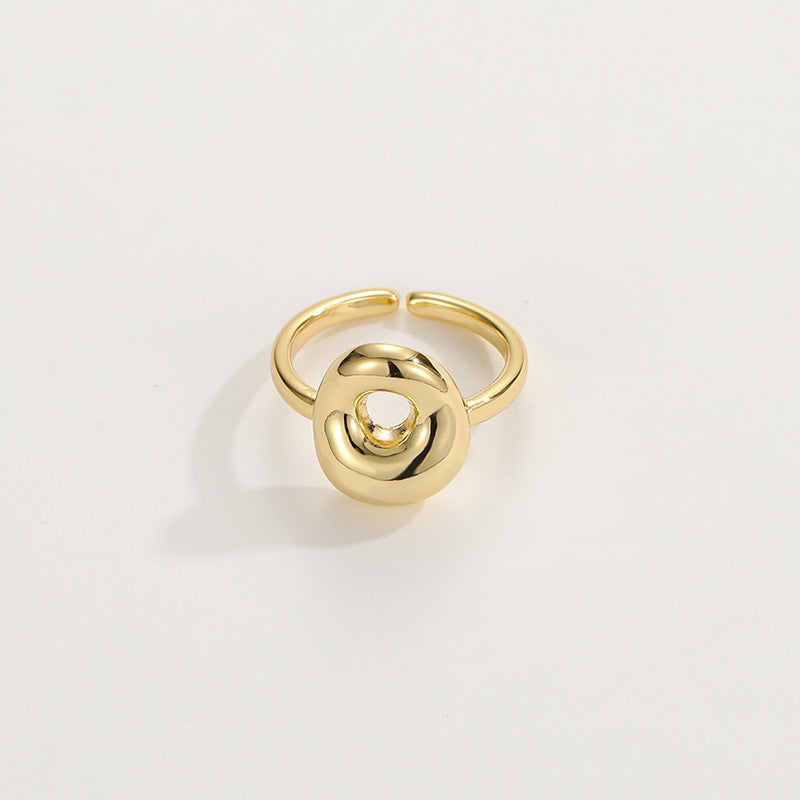 14k Schattige Bubble Letter Initiaal Ring
