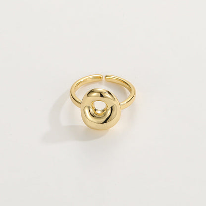 14k Schattige Bubble Letter Initiaal Ring