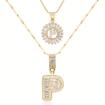 2-delige 14k Diamant Initiaal Kettingenset