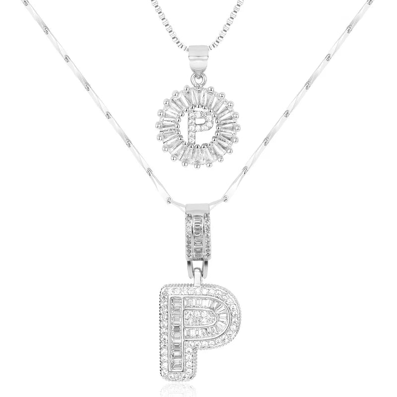 2-delige 14k Diamant Initiaal Kettingenset