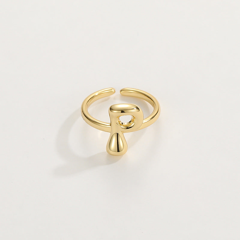 14k Schattige Bubble Letter Initiaal Ring