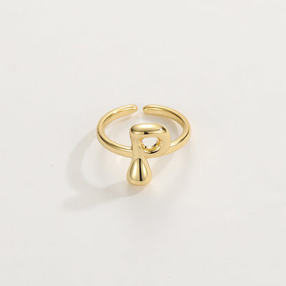 14k Schattige Bubble Letter Initiaal Ring