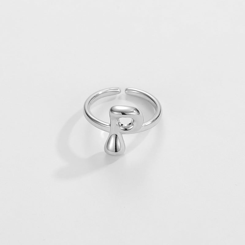 14k Schattige Bubble Letter Initiaal Ring