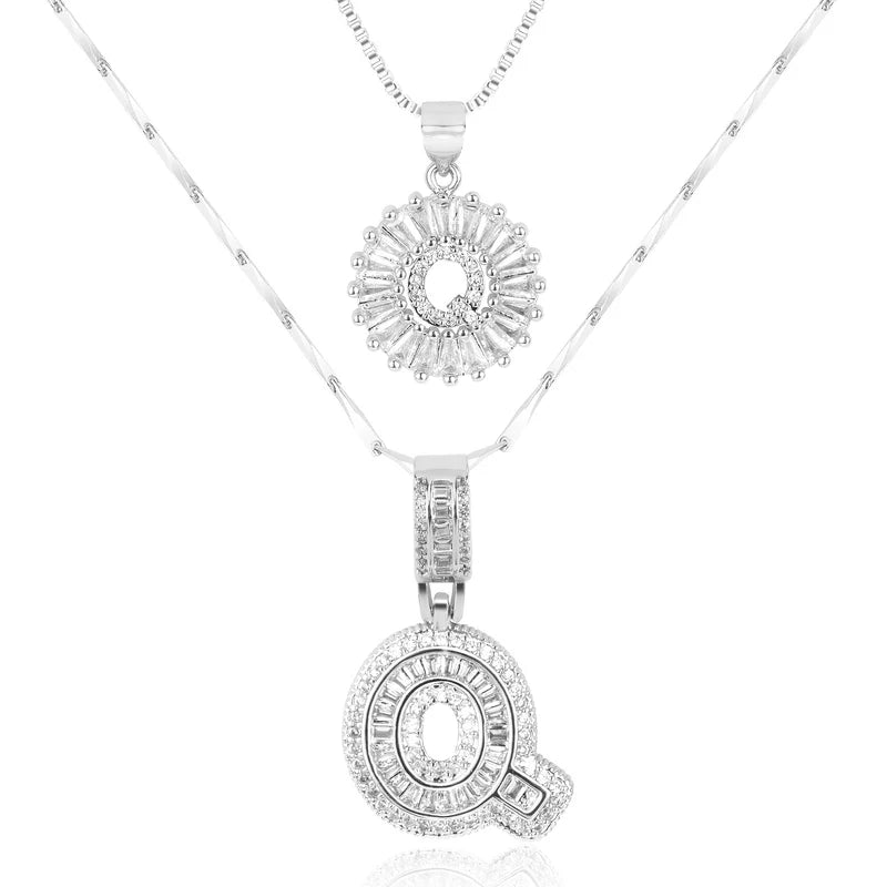 2-delige 14k Diamant Initiaal Kettingenset