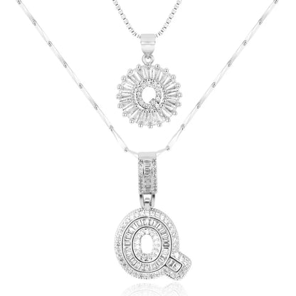 2-delige 14k Diamant Initiaal Kettingenset