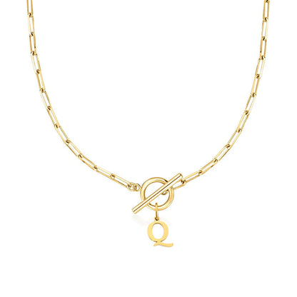 Paperclip Initiaal Ketting met Cirkel Slot