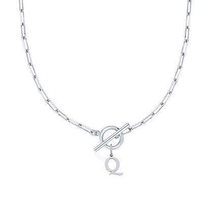 Paperclip Initiaal Ketting met Cirkel Slot