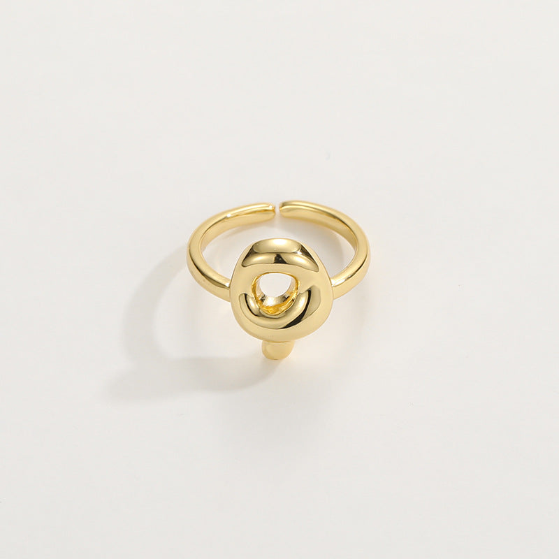 14k Schattige Bubble Letter Initiaal Ring