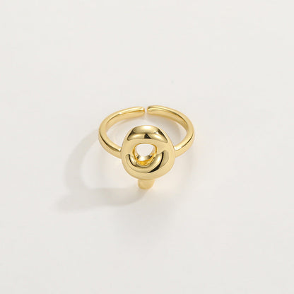 14k Schattige Bubble Letter Initiaal Ring