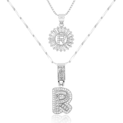 2-delige 14k Diamant Initiaal Kettingenset