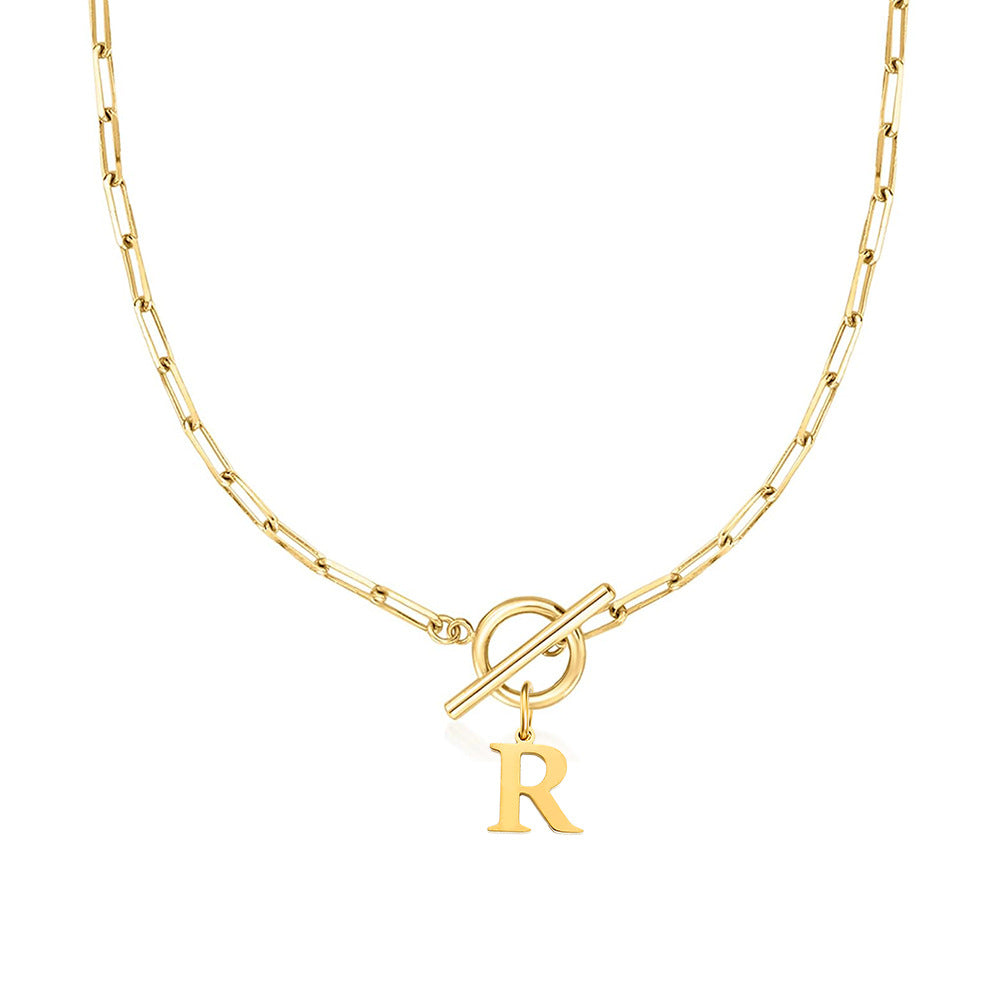 Paperclip Initiaal Ketting met Cirkel Slot