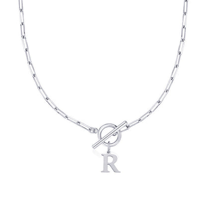 Paperclip Initiaal Ketting met Cirkel Slot