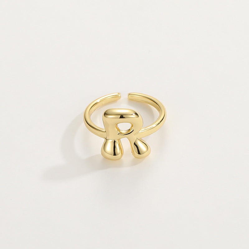 14k Schattige Bubble Letter Initiaal Ring