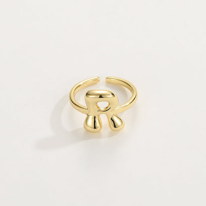 14k Schattige Bubble Letter Initiaal Ring