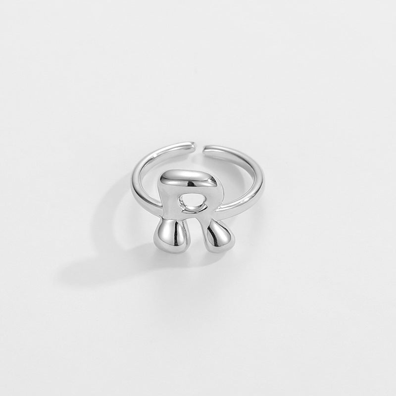 14k Schattige Bubble Letter Initiaal Ring