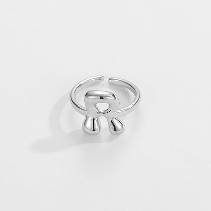 14k Schattige Bubble Letter Initiaal Ring