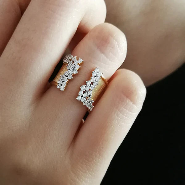 Gedurfde Diamanten Open Ring met Sprankeling