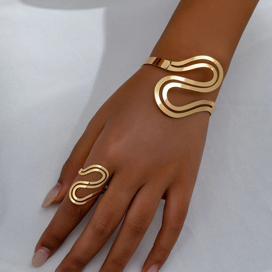 Verstelbare Moderne Swirl Armband- en Ringenset