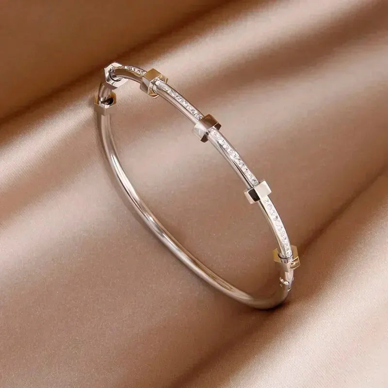 Chique Diamanten Hex Bangle Armband