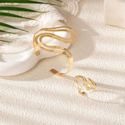 Verstelbare Moderne Swirl Armband en Ring Set