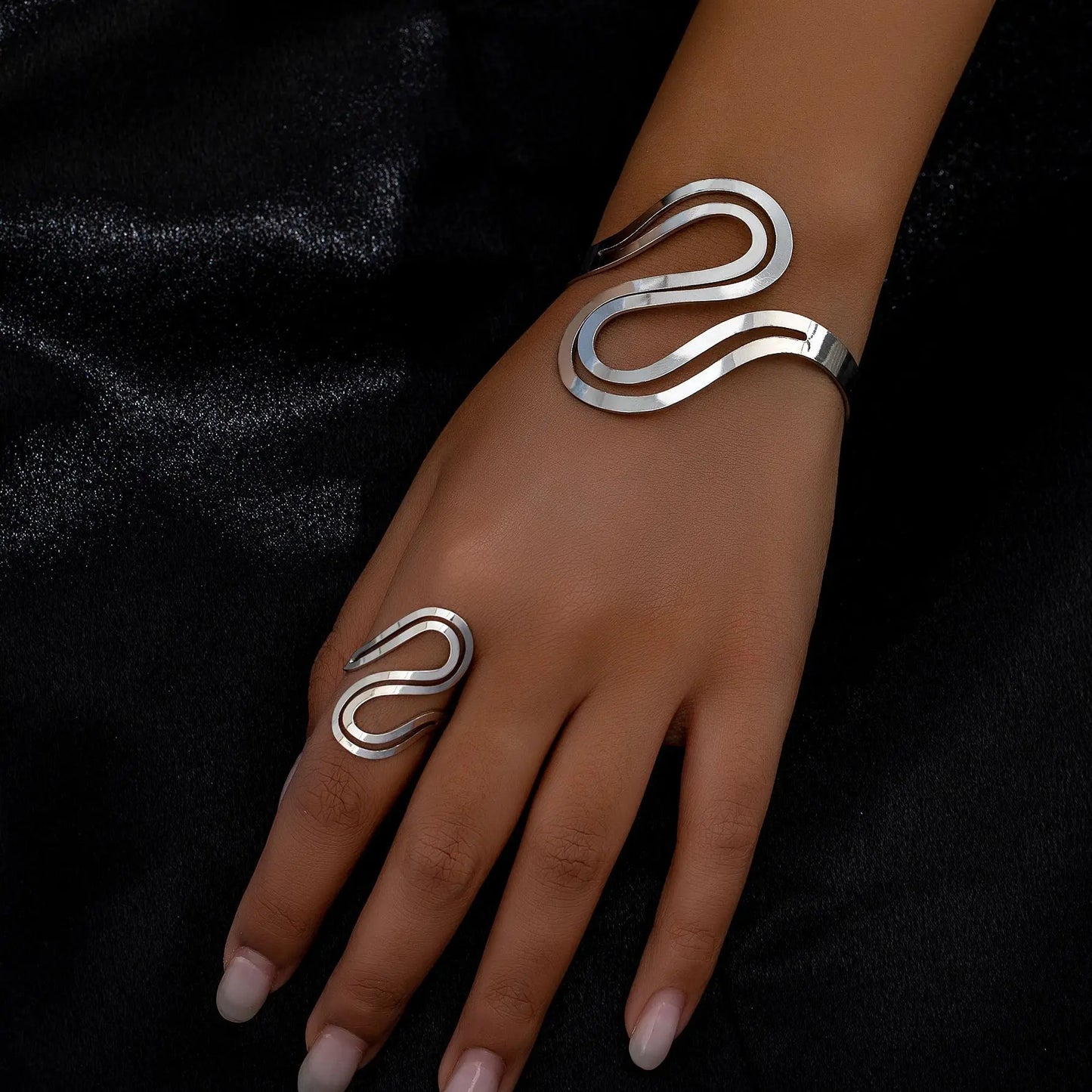 Verstelbare Moderne Swirl Armband- en Ringenset