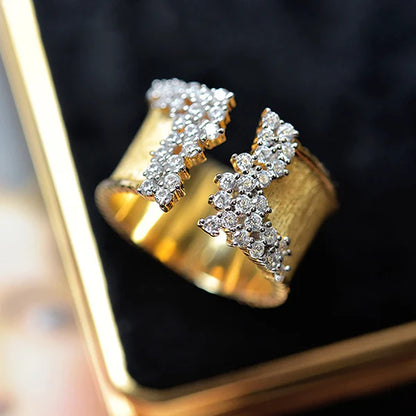 Gedurfde Diamanten Open Ring met Sprankeling