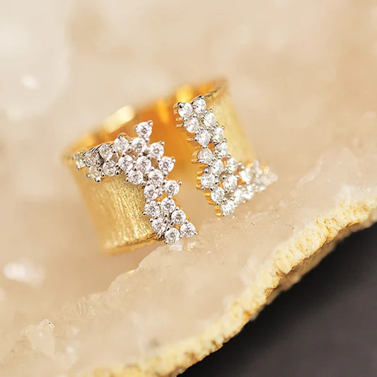 Gedurfde Diamanten Open Ring met Sprankeling
