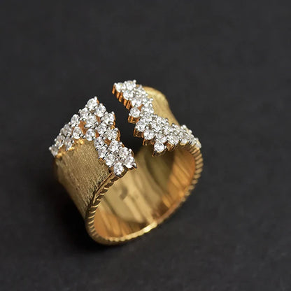 Gedurfde Diamanten Open Ring met Sprankeling