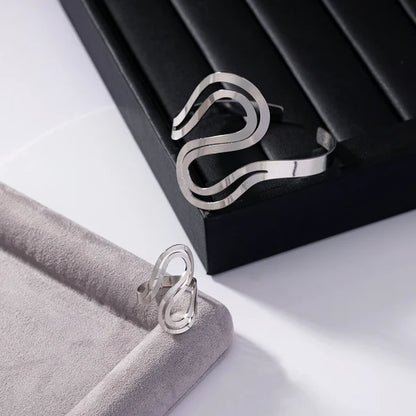 Verstelbare Moderne Swirl Armband en Ring Set