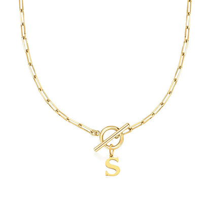 Paperclip Initiaal Ketting met Cirkel Slot