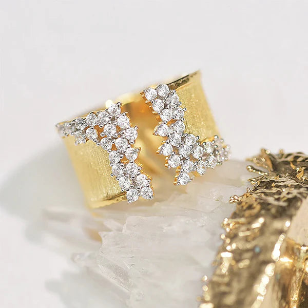 Gedurfde Diamanten Open Ring met Sprankeling