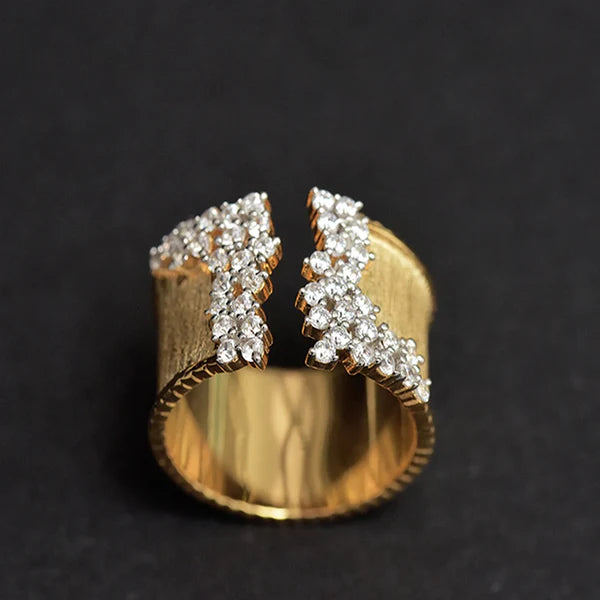 Gedurfde Diamanten Open Ring met Sprankeling