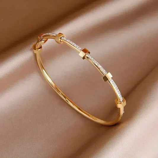 Chique Diamanten Hex Bangle Armband