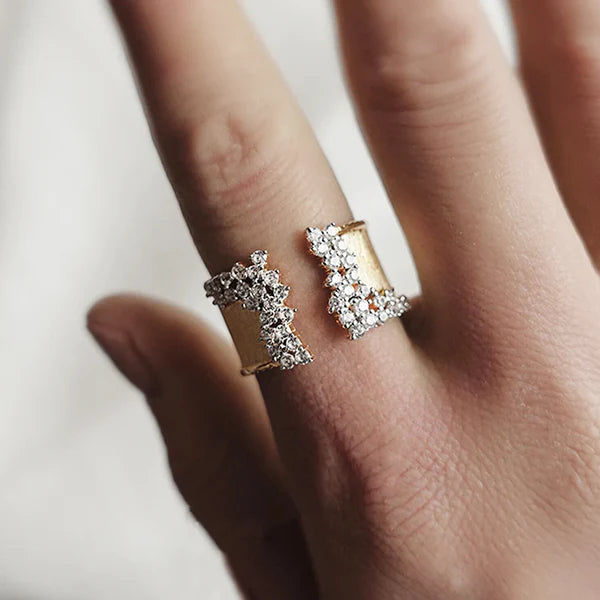 Gedurfde Diamanten Open Ring met Sprankeling
