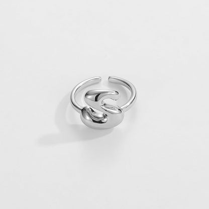 14k Schattige Bubble Letter Initiaal Ring