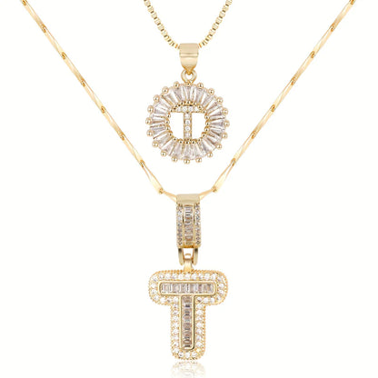 2-delige 14k Diamant Initiaal Kettingenset