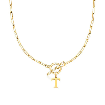 Paperclip Initiaal Ketting met Cirkel Slot