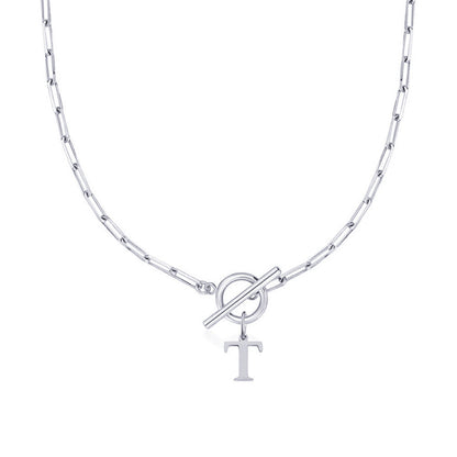 Paperclip Initiaal Ketting met Cirkel Slot