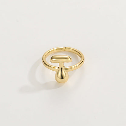14k Schattige Bubble Letter Initiaal Ring