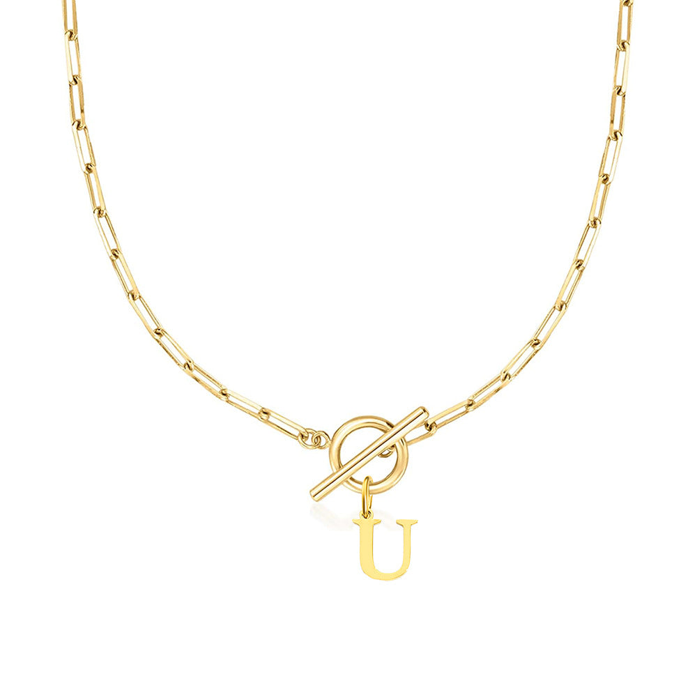 Paperclip Initiaal Ketting met Cirkel Slot